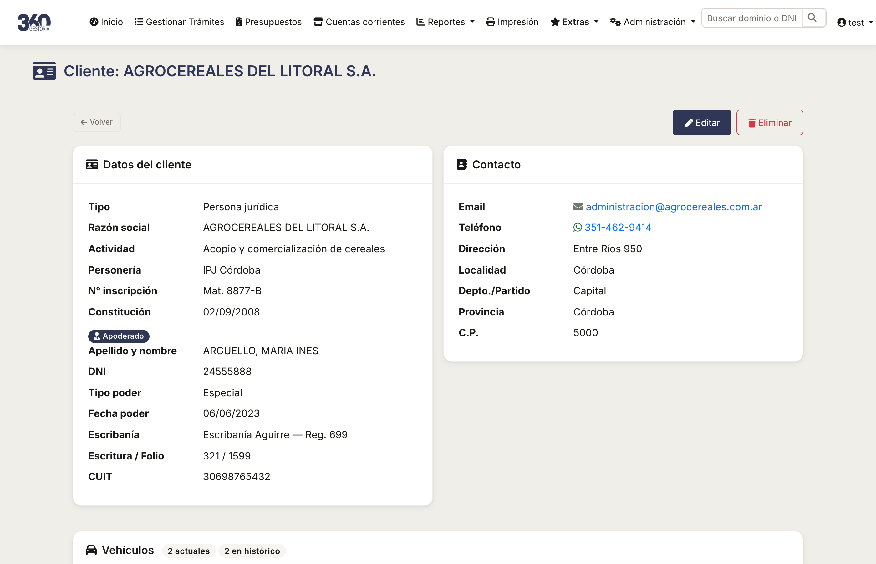 Personas jurídicas en Gestoría 360