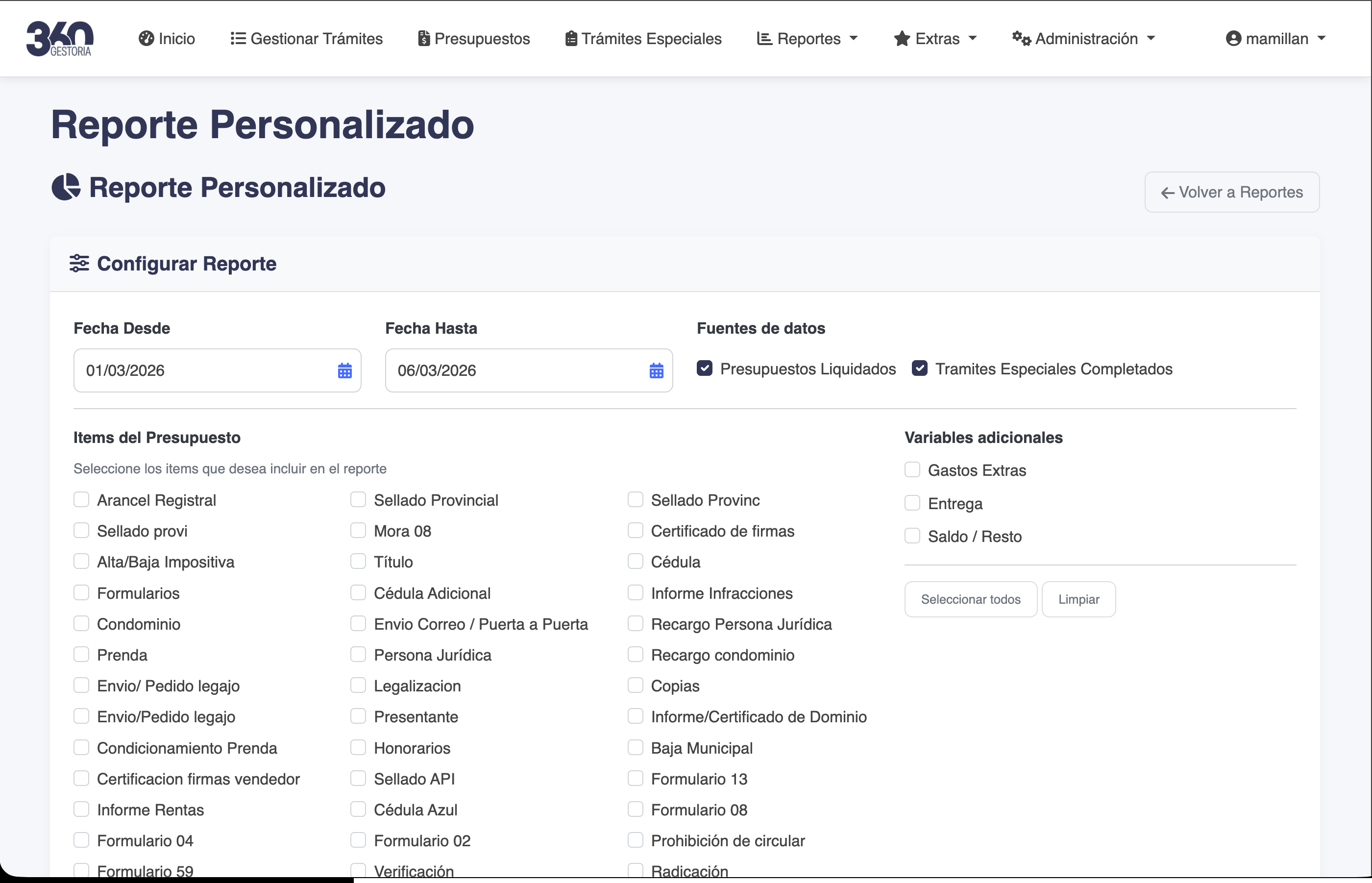 Reporte Personalizado en Gestoria 360