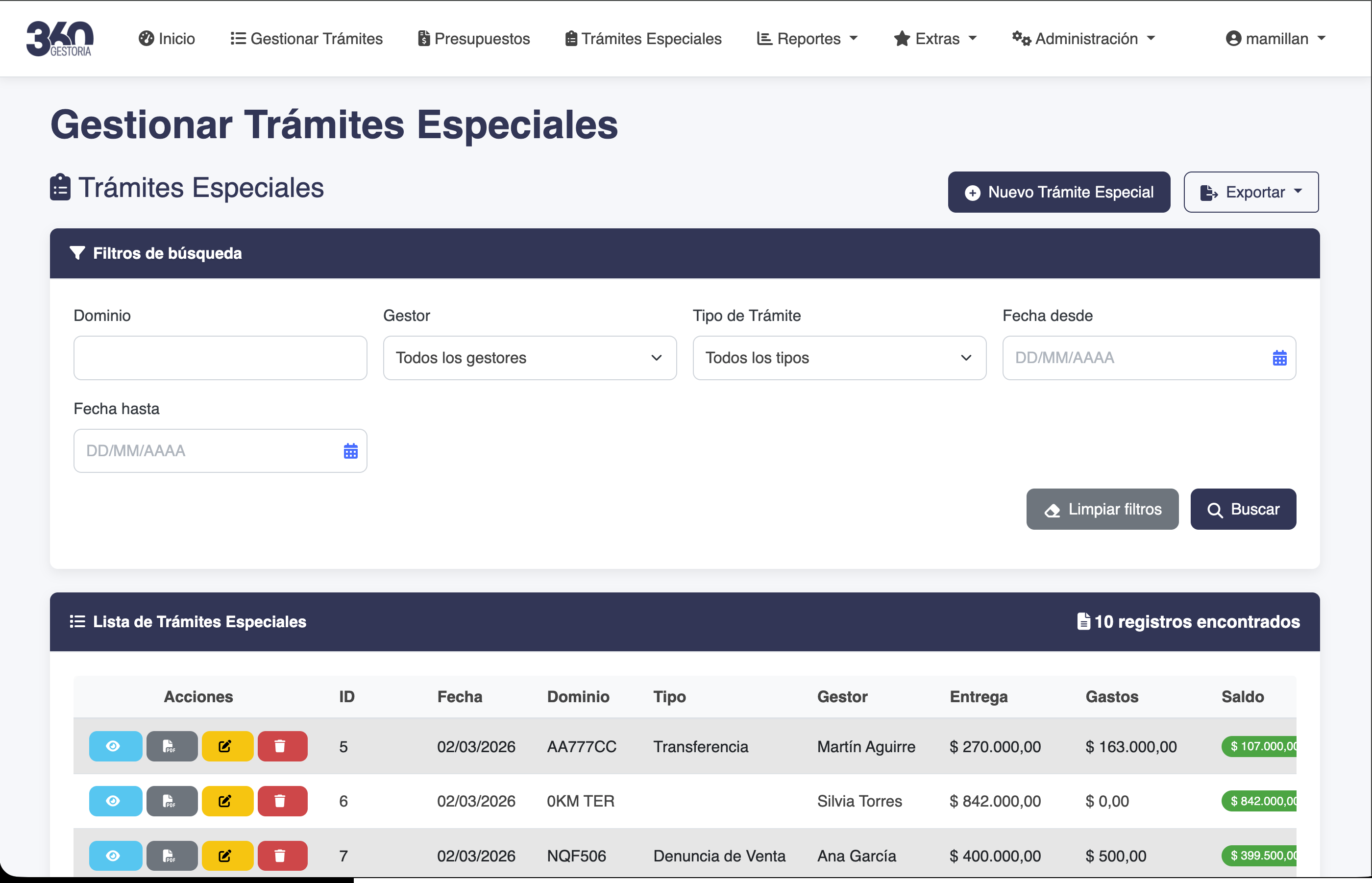 Tramites Especiales en Gestoria 360